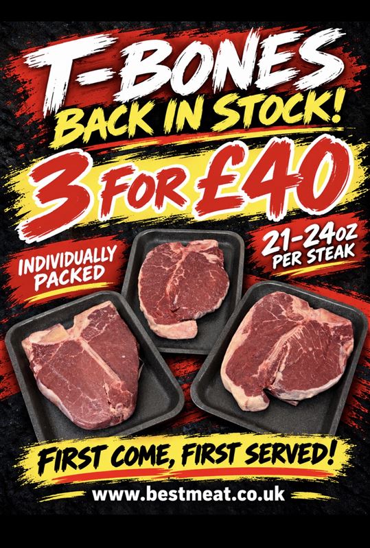 3 x Fresh uk t bones 