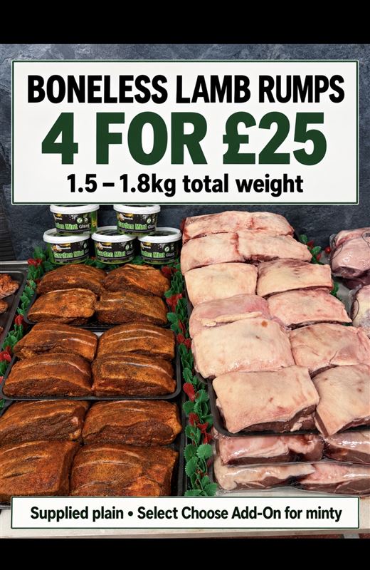 4 x BONELESS lamb rumps 