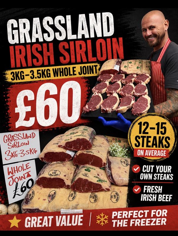 Whole 3kg-3.5kg grassland sirloin joint 