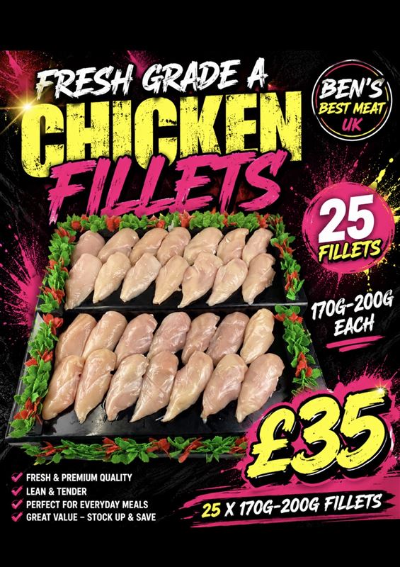 25 x plain grade a chicken fillets 
