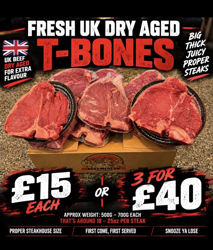 3 x Fresh uk t bones 