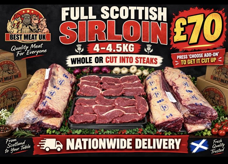 4-4.5kg whole Scottish sirloins 