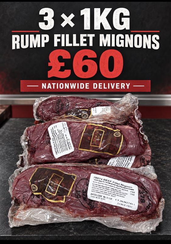 3 x 1kg rump fillet mignons 