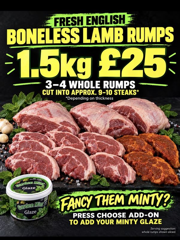BONELESS lamb rumps 1.5kg 